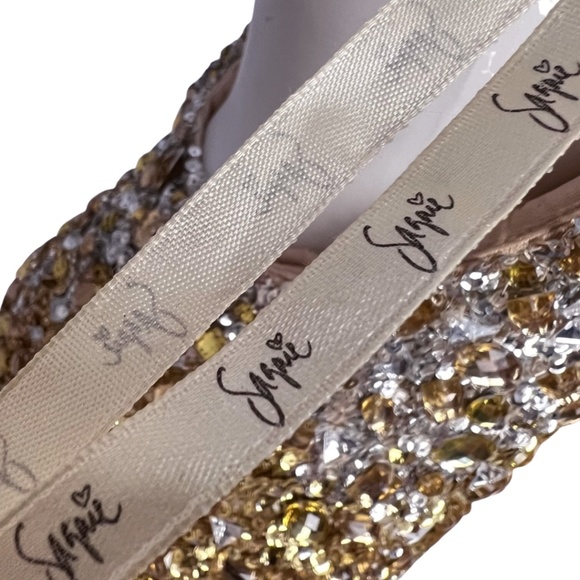 Sagaie Paris | NWOT Gold Crystal Embellished Backless Cocktail Dress Size Small - Picture 10 of 11